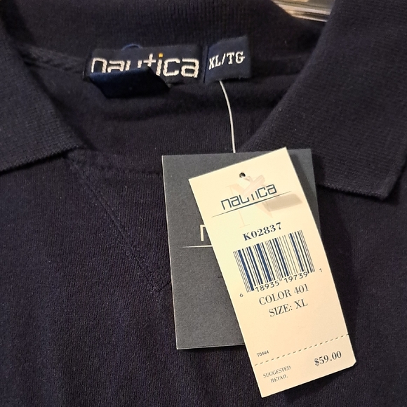 Nautica Black and White Polo Shirt with Color Blocking - Picture 2 of 2